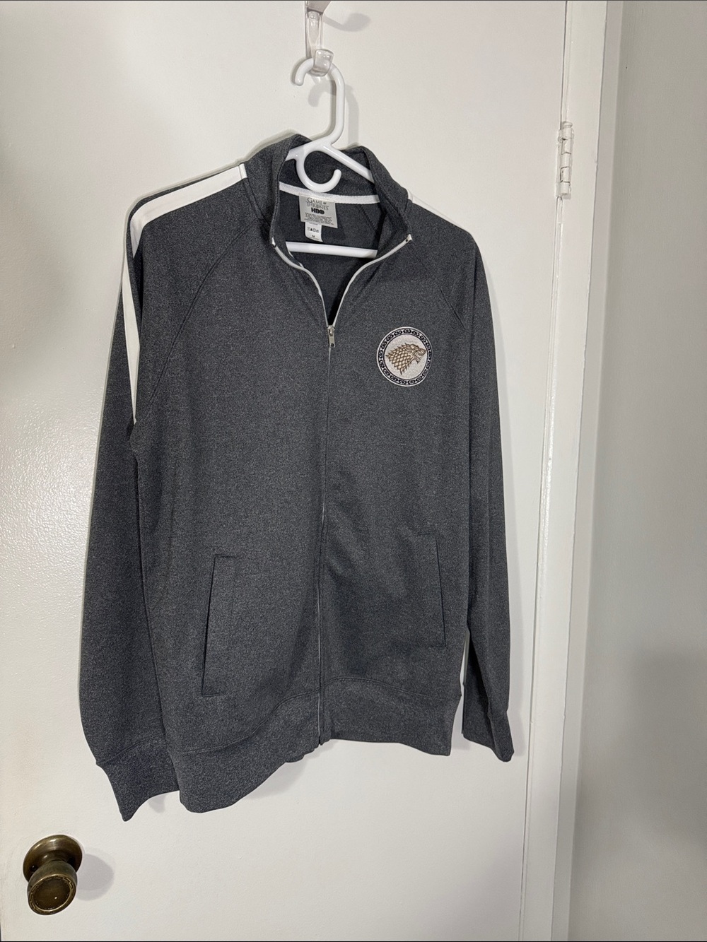 HBO Game of Thrones Men's Medium Charcoal House Stark Full-Zip Track Jacket